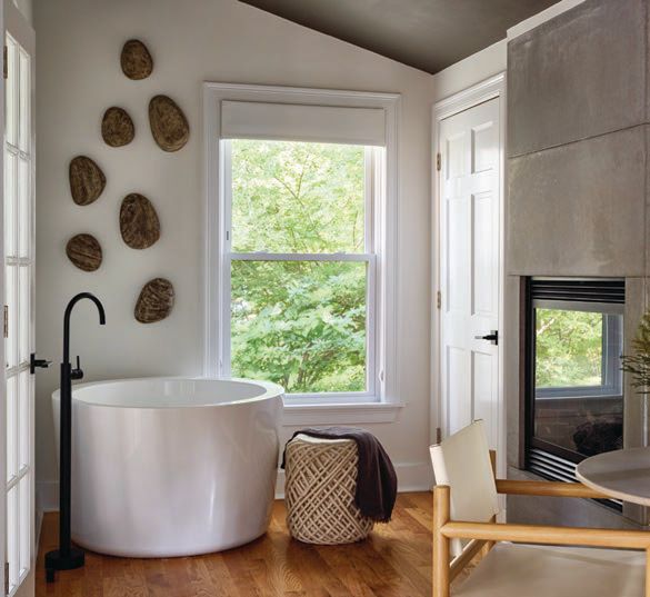 Each AWOL Kennebunkport suite features a private bath PHOTO BY READ MCKENDREE