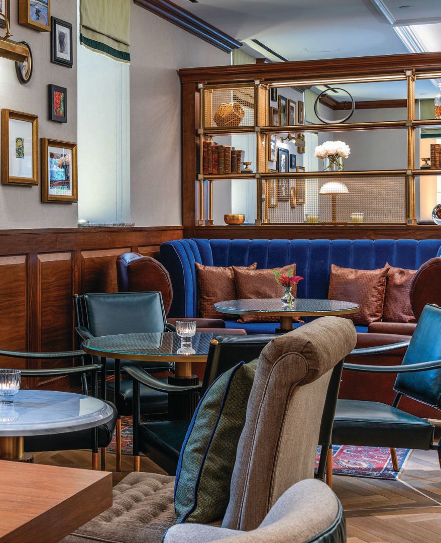 Plush seating invites guests to the British-inspired pub. PHOTO COURTESY OF THE LANGHAM, BOSTON