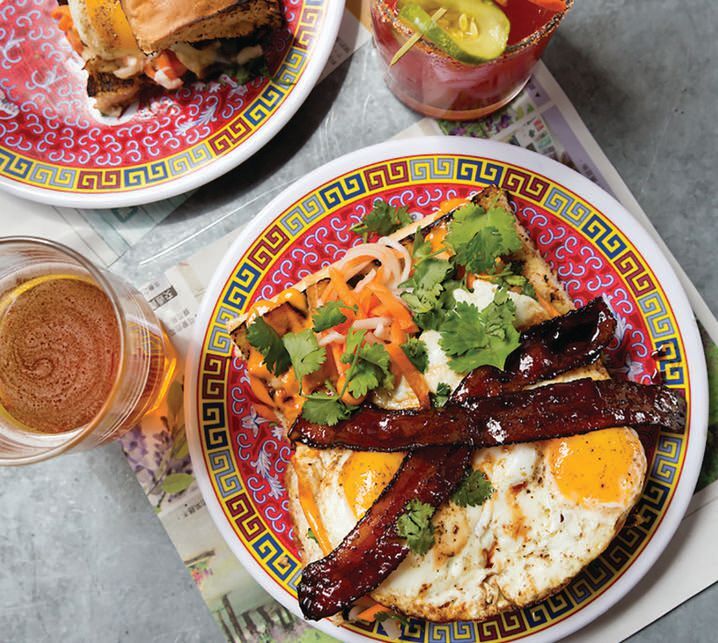 Treat yourself to Myers   Chang’s fried egg and soy glazed bacon bahn mi PHOTO COURTESY OF BRAND