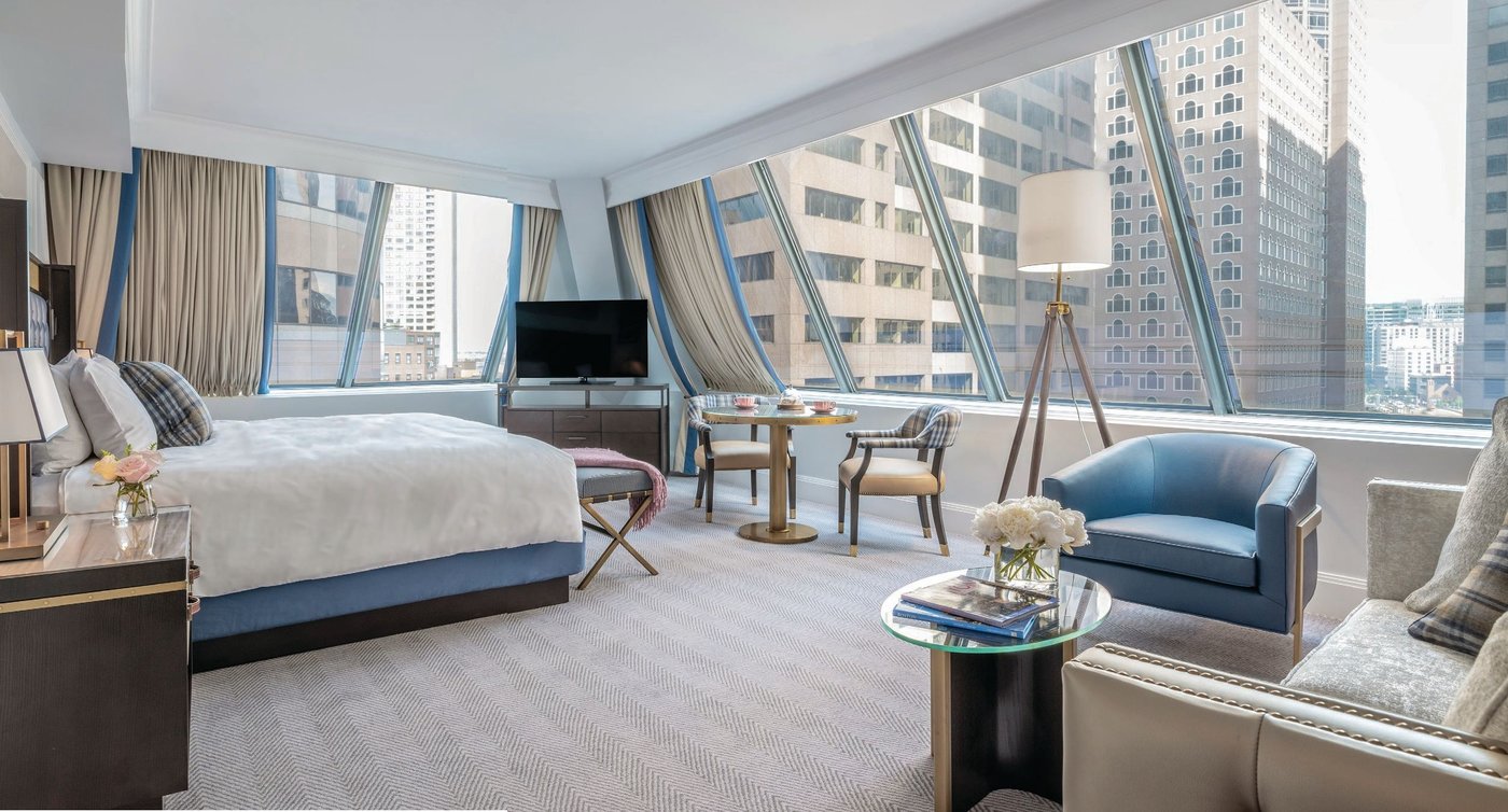 A newly renovated suite comes with views of Boston. PHOTO COURTESY OF THE LANGHAM, BOSTON